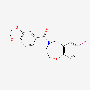 molecular formula C17H14FNO4 B2680397 4-(2H-1,3-benzodioxole-5-carbonyl)-7-fluoro-2,3,4,5-tetrahydro-1,4-benzoxazepine CAS No. 2034306-17-5