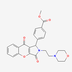 molecular formula C25H24N2O6 B2680411 Methyl 4-(2-(2-morpholinoethyl)-3,9-dioxo-1,2,3,9-tetrahydrochromeno[2,3-c]pyrrol-1-yl)benzoate CAS No. 634573-84-5