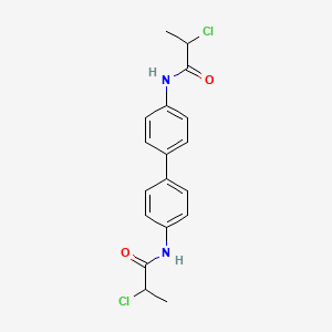 molecular formula C18H18Cl2N2O2 B2680437 N,N'-Biphenyl-4,4'-diylbis(2-chloropropanamide) CAS No. 882321-61-1