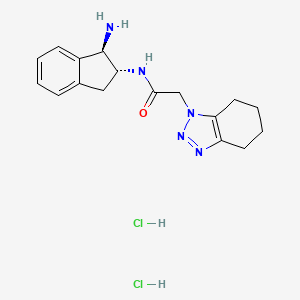 molecular formula C17H23Cl2N5O B2680442 N-[(1R,2R)-1-Amino-2,3-dihydro-1H-inden-2-yl]-2-(4,5,6,7-tetrahydrobenzotriazol-1-yl)acetamide;dihydrochloride CAS No. 2418596-19-5