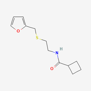 molecular formula C12H17NO2S B2680446 N-{2-[(2-furylmethyl)thio]ethyl}cyclobutanecarboxamide CAS No. 883003-32-5