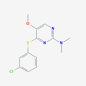 molecular formula C13H14ClN3OS B2680448 N-{4-[(3-chlorophenyl)sulfanyl]-5-methoxy-2-pyrimidinyl}-N,N-dimethylamine CAS No. 400083-99-0