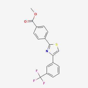 molecular formula C18H12F3NO2S B2680462 Methyl 4-{4-[3-(trifluoromethyl)phenyl]-1,3-thiazol-2-yl}benzenecarboxylate CAS No. 321430-12-0