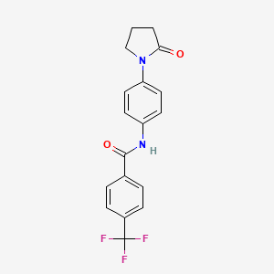 molecular formula C18H15F3N2O2 B2680463 N-[4-(2-oxopyrrolidin-1-yl)phenyl]-4-(trifluoromethyl)benzamide CAS No. 941956-80-5