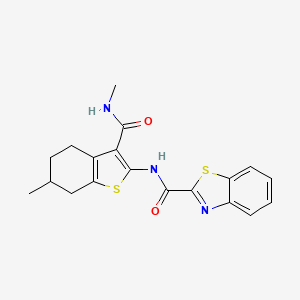 molecular formula C19H19N3O2S2 B2680464 N-[6-methyl-3-(methylcarbamoyl)-4,5,6,7-tetrahydro-1-benzothiophen-2-yl]-1,3-benzothiazole-2-carboxamide CAS No. 868965-50-8