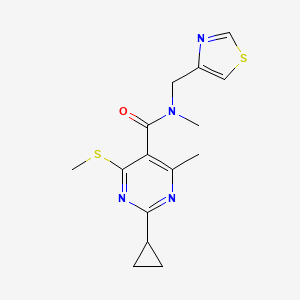 B2680495 2-cyclopropyl-N,4-dimethyl-6-(methylsulfanyl)-N-[(1,3-thiazol-4-yl)methyl]pyrimidine-5-carboxamide CAS No. 1394759-51-3