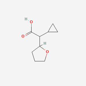 molecular formula C9H14O3 B2680498 2-Cyclopropyl-2-(oxolan-2-yl)acetic acid CAS No. 1781476-00-3