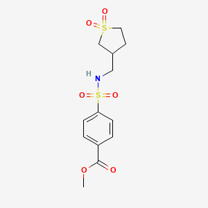 molecular formula C13H17NO6S2 B2680500 Methyl 4-{[(1,1-dioxo-1lambda6-thiolan-3-yl)methyl]sulfamoyl}benzoate CAS No. 1219913-30-0