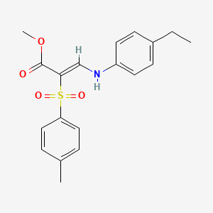 molecular formula C19H21NO4S B2680509 methyl (2Z)-3-[(4-ethylphenyl)amino]-2-[(4-methylphenyl)sulfonyl]acrylate CAS No. 1327173-75-0