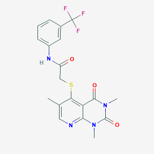 molecular formula C19H17F3N4O3S B2680511 N-(3-(trifluoromethyl)phenyl)-2-((1,3,6-trimethyl-2,4-dioxo-1,2,3,4-tetrahydropyrido[2,3-d]pyrimidin-5-yl)thio)acetamide CAS No. 899940-05-7