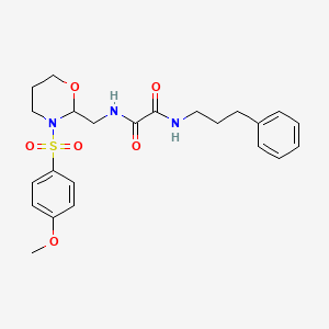 molecular formula C23H29N3O6S B2680517 N-{[3-(4-methoxybenzenesulfonyl)-1,3-oxazinan-2-yl]methyl}-N'-(3-phenylpropyl)ethanediamide CAS No. 872880-71-2