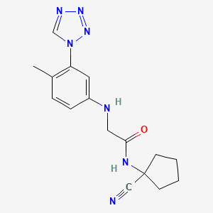 molecular formula C16H19N7O B2680518 N-(1-cyanocyclopentyl)-2-{[4-methyl-3-(1H-1,2,3,4-tetrazol-1-yl)phenyl]amino}acetamide CAS No. 1197478-49-1