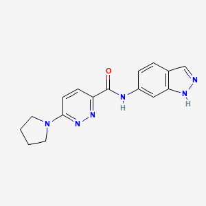 molecular formula C16H16N6O B2680526 N-(1H-indazol-6-yl)-6-(pyrrolidin-1-yl)pyridazine-3-carboxamide CAS No. 2324933-51-7