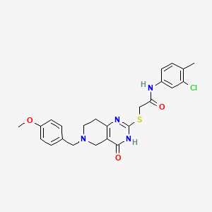 molecular formula C24H25ClN4O3S B2680558 N-(3-chloro-4-methylphenyl)-2-((6-(4-methoxybenzyl)-4-oxo-3,4,5,6,7,8-hexahydropyrido[4,3-d]pyrimidin-2-yl)thio)acetamide CAS No. 866867-35-8