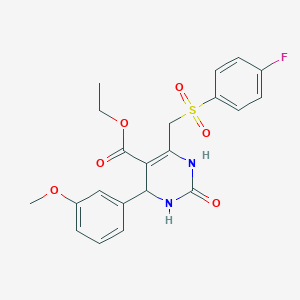 molecular formula C21H21FN2O6S B2680565 Ethyl 6-[(4-fluorobenzenesulfonyl)methyl]-4-(3-methoxyphenyl)-2-oxo-1,2,3,4-tetrahydropyrimidine-5-carboxylate CAS No. 902277-82-1