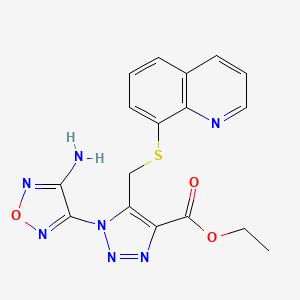 molecular formula C17H15N7O3S B2680581 Ethyl 1-(4-amino-1,2,5-oxadiazol-3-yl)-5-((quinolin-8-ylthio)methyl)-1H-1,2,3-triazole-4-carboxylate CAS No. 296790-46-0