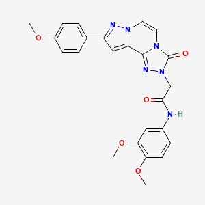 molecular formula C24H22N6O5 B2680594 N-(3,4-dimethoxyphenyl)-2-[11-(4-methoxyphenyl)-5-oxo-3,4,6,9,10-pentazatricyclo[7.3.0.02,6]dodeca-1(12),2,7,10-tetraen-4-yl]acetamide CAS No. 1207014-67-2