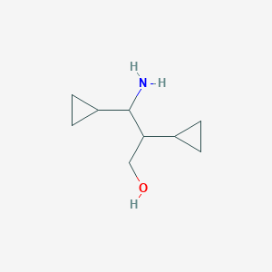 molecular formula C9H17NO B2680619 3-Amino-2,3-dicyclopropylpropan-1-ol CAS No. 1858680-08-6