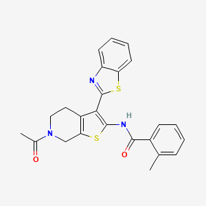 molecular formula C24H21N3O2S2 B2680622 N-(6-acetyl-3-(benzo[d]thiazol-2-yl)-4,5,6,7-tetrahydrothieno[2,3-c]pyridin-2-yl)-2-methylbenzamide CAS No. 864860-05-9