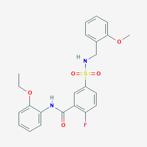 molecular formula C23H23FN2O5S B2680663 N-(2-ethoxyphenyl)-2-fluoro-5-{[(2-methoxyphenyl)methyl]sulfamoyl}benzamide CAS No. 451500-48-4