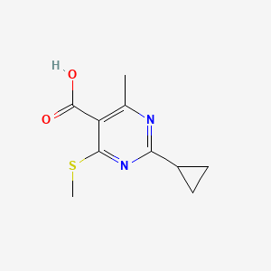 molecular formula C10H12N2O2S B2680683 2-Cyclopropyl-4-methyl-6-(methylsulfanyl)pyrimidine-5-carboxylic acid CAS No. 929975-15-5