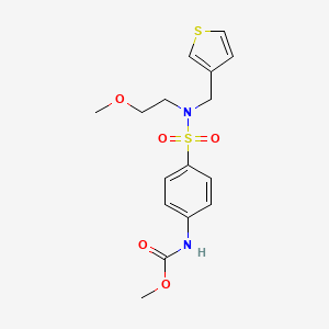 molecular formula C16H20N2O5S2 B2680692 methyl (4-(N-(2-methoxyethyl)-N-(thiophen-3-ylmethyl)sulfamoyl)phenyl)carbamate CAS No. 1797872-16-2
