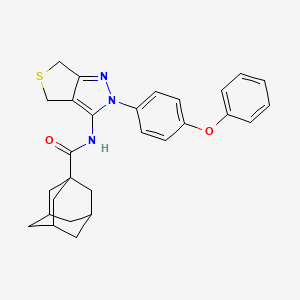 molecular formula C28H29N3O2S B2680701 N-[2-(4-phenoxyphenyl)-2H,4H,6H-thieno[3,4-c]pyrazol-3-yl]adamantane-1-carboxamide CAS No. 396724-17-7