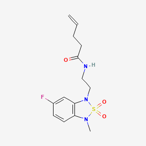 molecular formula C14H18FN3O3S B2680702 N-(2-(6-fluoro-3-methyl-2,2-dioxidobenzo[c][1,2,5]thiadiazol-1(3H)-yl)ethyl)pent-4-enamide CAS No. 2034543-08-1