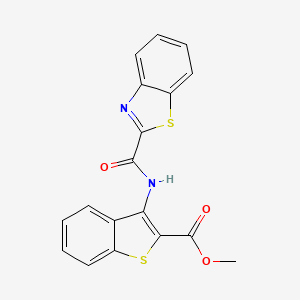molecular formula C18H12N2O3S2 B2680727 methyl 3-(1,3-benzothiazole-2-amido)-1-benzothiophene-2-carboxylate CAS No. 397288-66-3