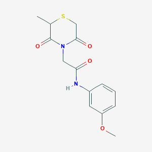 molecular formula C14H16N2O4S B2680735 N-(3-methoxyphenyl)-2-(2-methyl-3,5-dioxothiomorpholin-4-yl)acetamide CAS No. 868216-03-9
