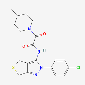 molecular formula C19H21ClN4O2S B2680763 N-[2-(4-chlorophenyl)-2H,4H,6H-thieno[3,4-c]pyrazol-3-yl]-2-(4-methylpiperidin-1-yl)-2-oxoacetamide CAS No. 899742-07-5
