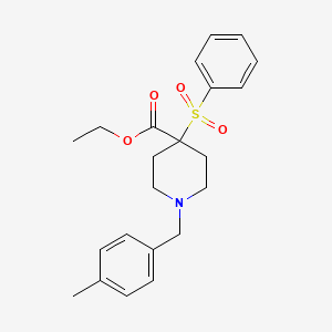 molecular formula C22H27NO4S B2680764 Ethyl 4-(benzenesulfonyl)-1-[(4-methylphenyl)methyl]piperidine-4-carboxylate CAS No. 860649-16-7