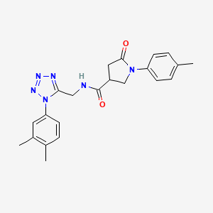 molecular formula C22H24N6O2 B2680767 N-{[1-(3,4-dimethylphenyl)-1H-1,2,3,4-tetrazol-5-yl]methyl}-1-(4-methylphenyl)-5-oxopyrrolidine-3-carboxamide CAS No. 933222-36-7