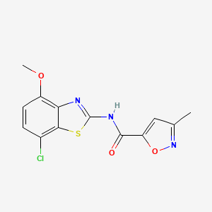 molecular formula C13H10ClN3O3S B2680791 N-(7-chloro-4-methoxybenzo[d]thiazol-2-yl)-3-methylisoxazole-5-carboxamide CAS No. 946287-39-4
