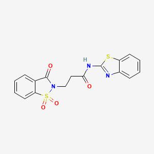 molecular formula C17H13N3O4S2 B2680807 N-(benzo[d]thiazol-2-yl)-3-(1,1-dioxido-3-oxobenzo[d]isothiazol-2(3H)-yl)propanamide CAS No. 899996-34-0