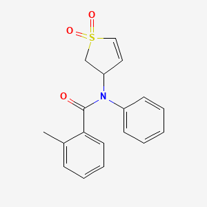 molecular formula C18H17NO3S B2680814 N-(1,1-DIOXIDO-2,3-DIHYDRO-3-THIOPHENYL)-2-METHYL-N-PHENYLBENZAMIDE CAS No. 863021-29-8