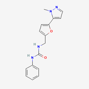 molecular formula C16H16N4O2 B2680819 3-{[5-(1-methyl-1H-pyrazol-5-yl)furan-2-yl]methyl}-1-phenylurea CAS No. 2415490-90-1