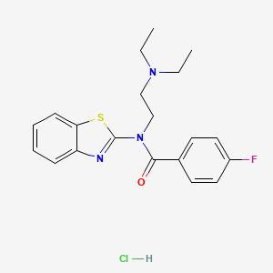 molecular formula C20H23ClFN3OS B2680855 N-(1,3-BENZOTHIAZOL-2-YL)-N-[2-(DIETHYLAMINO)ETHYL]-4-FLUOROBENZAMIDE HYDROCHLORIDE CAS No. 1216771-49-1