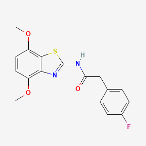 molecular formula C17H15FN2O3S B2680860 N-(4,7-dimethoxy-1,3-benzothiazol-2-yl)-2-(4-fluorophenyl)acetamide CAS No. 899958-65-7