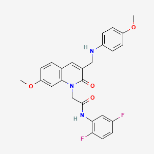 molecular formula C26H23F2N3O4 B2680874 N-(2,5-difluorophenyl)-2-(7-methoxy-3-{[(4-methoxyphenyl)amino]methyl}-2-oxo-1,2-dihydroquinolin-1-yl)acetamide CAS No. 932308-21-9