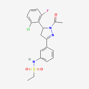 N-(3-(1-acetyl-5-(2-chloro-6-fluorophenyl)-4,5-dihydro-1H-pyrazol-3-yl)phenyl)ethanesulfonamide