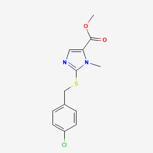 molecular formula C13H13ClN2O2S B2680878 methyl 2-[(4-chlorobenzyl)sulfanyl]-1-methyl-1H-imidazole-5-carboxylate CAS No. 339278-22-7