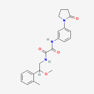 molecular formula C22H25N3O4 B2680900 N'-[2-methoxy-2-(2-methylphenyl)ethyl]-N-[3-(2-oxopyrrolidin-1-yl)phenyl]ethanediamide CAS No. 1797355-10-2
