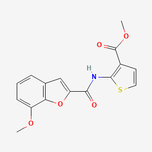 molecular formula C16H13NO5S B2680907 methyl 2-(7-methoxy-1-benzofuran-2-amido)thiophene-3-carboxylate CAS No. 921800-15-9