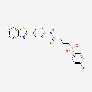 molecular formula C23H19FN2O3S2 B2680914 N-(4-(benzo[d]thiazol-2-yl)phenyl)-4-((4-fluorophenyl)sulfonyl)butanamide CAS No. 922856-00-6
