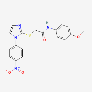 molecular formula C18H16N4O4S B2680920 N-(4-methoxyphenyl)-2-{[1-(4-nitrophenyl)-1H-imidazol-2-yl]sulfanyl}acetamide CAS No. 851079-38-4