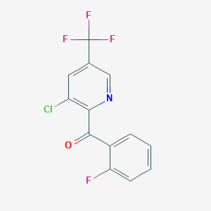 molecular formula C13H6ClF4NO B2680928 [3-Chloro-5-(trifluoromethyl)-2-pyridinyl](2-fluorophenyl)methanone CAS No. 339097-08-4