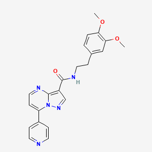 molecular formula C22H21N5O3 B2680953 N-(3,4-dimethoxyphenethyl)-7-(pyridin-4-yl)pyrazolo[1,5-a]pyrimidine-3-carboxamide CAS No. 1251599-98-0