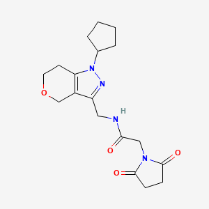 molecular formula C18H24N4O4 B2680958 N-((1-cyclopentyl-1,4,6,7-tetrahydropyrano[4,3-c]pyrazol-3-yl)methyl)-2-(2,5-dioxopyrrolidin-1-yl)acetamide CAS No. 1795416-34-0