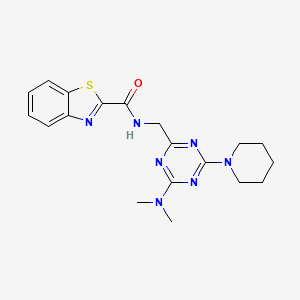 molecular formula C19H23N7OS B2680967 N-((4-(dimethylamino)-6-(piperidin-1-yl)-1,3,5-triazin-2-yl)methyl)benzo[d]thiazole-2-carboxamide CAS No. 2034209-82-8